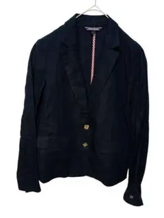 【A0141】TOMMYHILFIGER　ネイビー テーラードジャケット リネン