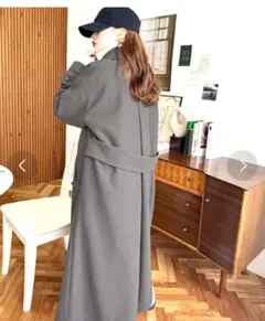 モーメントプラス グレー バックスリットチェスターコート L