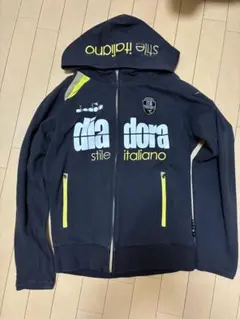 diadora パーカー メンズ L ネイビー フルジップ スポーツ 春秋