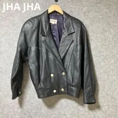 JHA JHA 80s 黒レザーダブルブレストジャケット