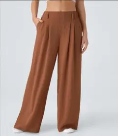 Zara系 リネン風 ワイドパンツ キャメル色 新品