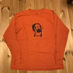 US古着フルーツオブザルーム　ジグザグマンプリントオレンジ 長袖カットソー XL