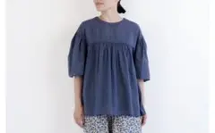 noflノフル コットンシルクブラウス ギャザー入り五分袖ブラウス