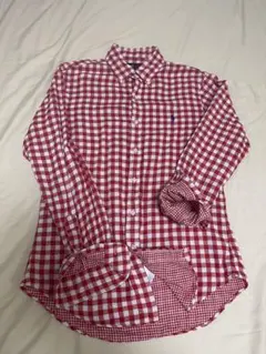 【希少】ラルフローレン ダブルガーゼシャツ 赤×白 チェック M
