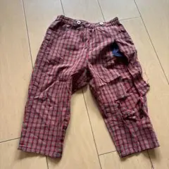 難あり！リメイク用に　ファミリア赤と緑のチェック柄パンツ（ダメージあり）