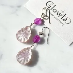 グァバクォーツのカービング＊ルビー 14kgfピアス/16kgpイヤリング他