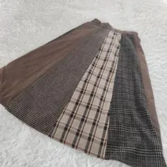 terawear しまむら ロング スカート チェック ブラウン L