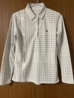 TOMMY HILFIGER ゴルフシャツ 白×グレーM