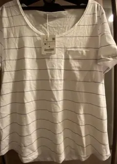 ZARATシャツボーダーホワイトポケット