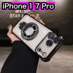 iPhone17Proケース　ブラック　マグセーフ 新品 クリア　スケルトン