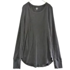 オールドネイビー ワッフル Ｔシャツ ラウンドネック長袖 M 黒 綿 デイリーのサムネイル