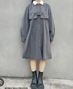 NICOLECLUB レイヤード風ワンピース グレー Mサイズ シャツワンピース