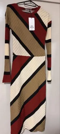 ZARA TRF ニットワンピース マルチカラー S 新品タグ付き