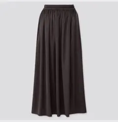 UNIQLO ユニクロ ドレープ ギャザー ロングスカート M 黒 ブラック