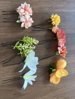 造花とパールのヘアピンセット