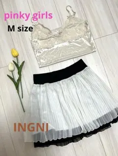 PinkyGirls サテンレースキャミソール INGNI スカート 2点セット