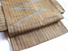 夏帯　名古屋帯 紗紬　縞文様 藍海松茶色 夏帯 名古屋帯 紗紬 縞文様 藍海松茶色 - メルカリ