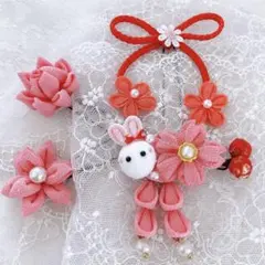 髪飾り☆七五三☆ヘアピン☆前撮り☆5点セット☆ちりめん細工☆つまみ細工