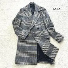 美品ZARA MANザラ ツイード ダブルブレスト チェスターコートM