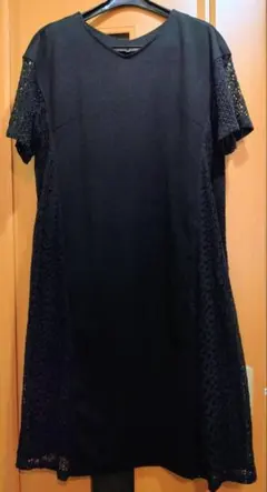 FELISSIMO フェリシモ 黒 Aラインワンピース M レース切替のサムネイル