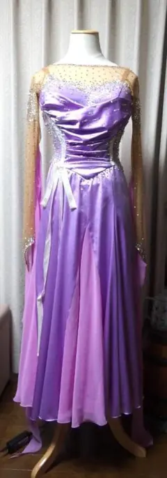 新品✨ラウレッタ 社交ダンスドレス パウダーブルー M 高級仕様 - メルカリ