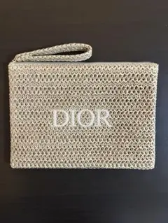 新品　ディオール　ノベルティ　　ストロー刺繍ポーチ　箱無し正規品