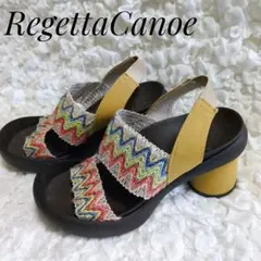 美品✨リゲッタカヌー サンダル S マルチカラー 厚底 太ヒール巻きヒールのサムネイル