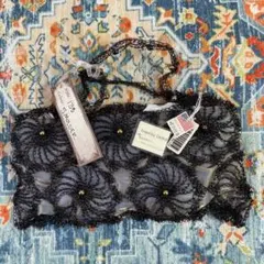 US製 ハンドメイド ビーズバッグ ブラック タグ付き 新品未使用