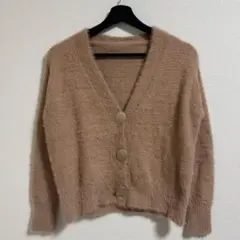 ニットカーディガン セーター ボタン 無地 長袖 ベージュ