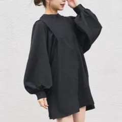 ブラック バルーンスリーブワンピース / チュニック