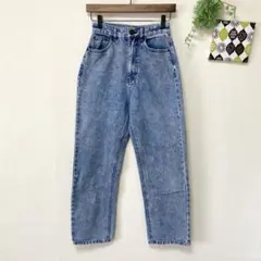 【ファン】 ハイウエストデニム S ブルー系 カジュアル ケミカルウォッシュのサムネイル