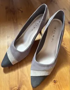 美品 MELMO メルモ ポインテッドトゥコンビパンプス 完売品 24cm