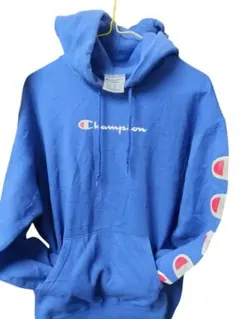 Champion フード付きパーカー Mサイズ 青