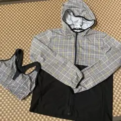 スポーツウェア3点セット レディス 黒&格子柄デザイン