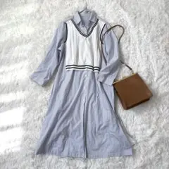 コムサ 授乳ワンピースM マタニティ 産前産後 ストライプ ドッキング リボン