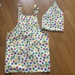 はらぺこあおむし 水玉模様 エプロンと帽子セット 130