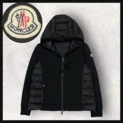 【美品・QR鑑定済み】モンクレール　ダウン切り替えジャケット　ワンポイント 黒 美品・QR鑑定済み】モンクレール ダウン切り替えジャケット ワン