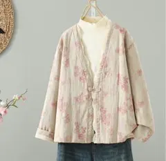 美品☆綺麗め レース柄 大きいサイズ 中綿入り アウター 暖かい プリント