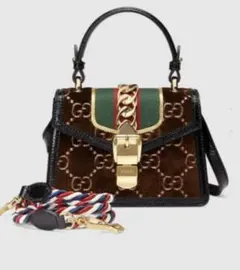 GUCCIシルヴィGG柄チェーンバックルレザーハンドルショルダーバッグ正規品