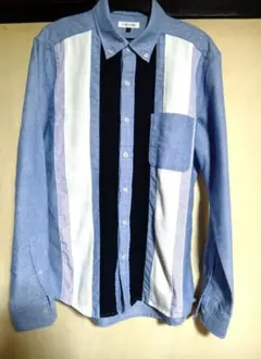 avv 長袖　シャツ　ボタンダウン　カジュアル　ストライプ