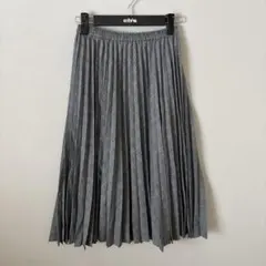 UNIQLO グレー　チェック　プリーツ　フレア　スカート　ロング