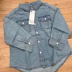 新品　GU ガールズ　デニムシャツ　62ブルー　110