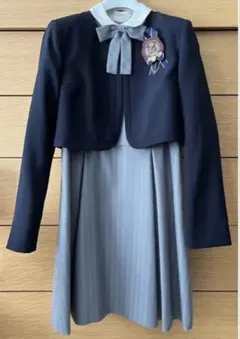 フォーマルドレス ネイビー グレー ストライプ