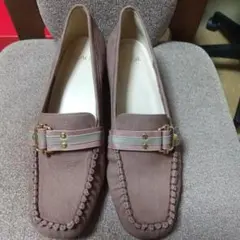 ブラウン モカシン スエード風