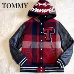 美品 TOMMY トミーヒルフィガー チェック 本革 ワッペン スタジャンのサムネイル