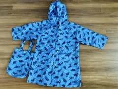 [マザウェイズ]レインコート 恐竜柄ブルー 110cm