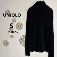 278【ユニクロ】エクストラファインメリノリブタートルネックセーター黒　S