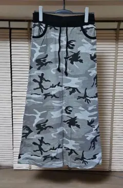 CAPALANCA 迷彩柄 フレアスカート ロングスカート グレー系 L