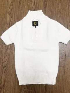 カメリアワンポイント刺繍 半袖サマーニット