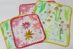 マルシン☆アキコオブチ　ハンカチ　タオルハンカチ　4枚セット　丸眞　　新品